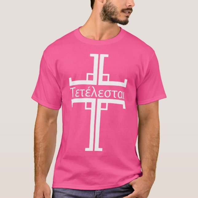 Camiseta Citação de Jesus Cristo Grego Tetelestai (Frente)