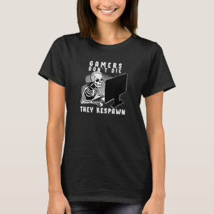 Camiseta Citação de Jogos Halloween Esqueleto Jogadores Res