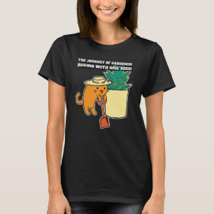 Camiseta Citação de Jornada de Jardineiro de Gato Plantando