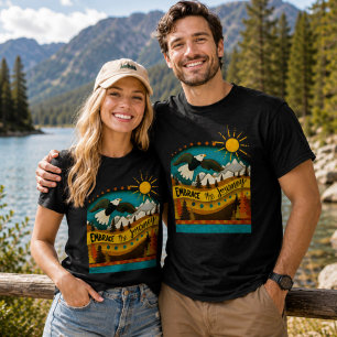 Camiseta Citação de Jornada Paisagem Retro Águia Colorida