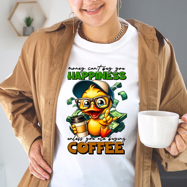 Camiseta Citação de Legenda de Café do Pato Engraçado Vesti (Criador carregado)