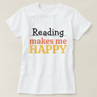 Camiseta Citação de Leitura Me Faz Feliz Vibrante Minhoca d