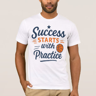 Camiseta Citação de Motivação de Basquete Prática Sucesso
