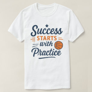 Camiseta Citação de Motivação de Basquete Prática Sucesso