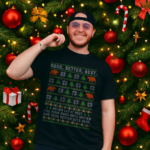 Camiseta Citação de Natal Bom Melhor Ótimo Nunca Deixe Desc