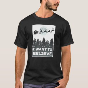 Camiseta Citação de Natal Eu Quero Acreditar Em Papais noei