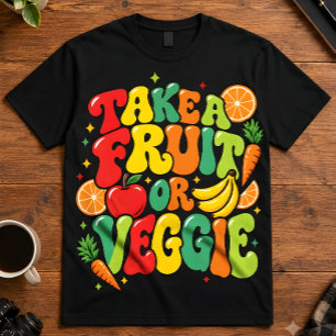 Camiseta Citação de Nutrição Pegue Uma Fruta Ou Legume Saúd