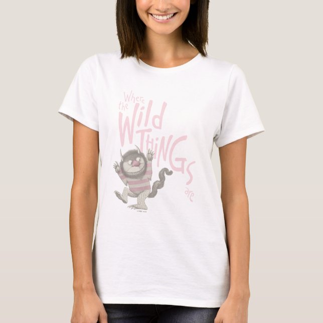 Camiseta Citação de Onde os Monstros Vivem - Rosa (Frente)