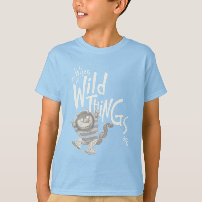 Camiseta Citação de Onde Vivem os Monstros - Azul (Frente)