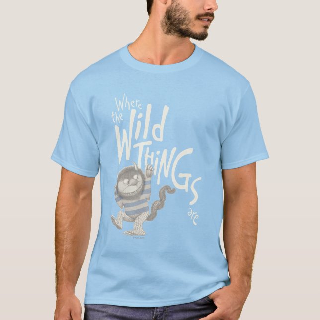 Camiseta Citação de Onde Vivem os Monstros - Azul (Frente)