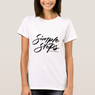 Camiseta Citação de Passos Simples Modernos em Caligrafia