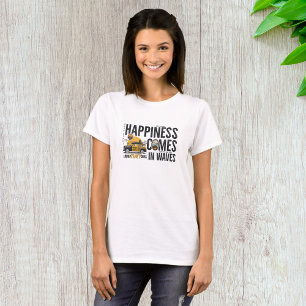 Camiseta Citação de Praia de Van de Surf Felicidade Vem em 