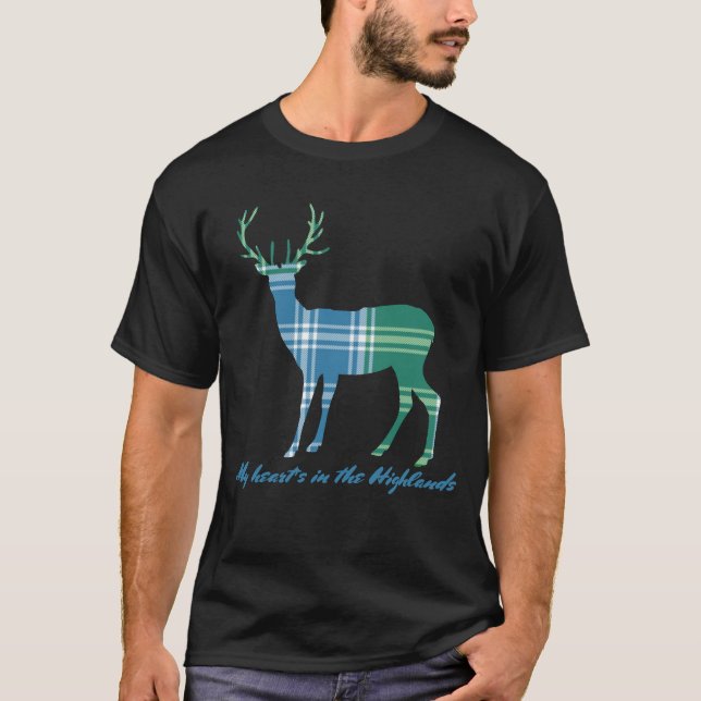 Camiseta Citação de Robert Burns Clan MacDonald Xadrez Cerv (Frente)