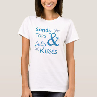 Camiseta Citação de Sandy Toes e Salty Kisses Beach Life
