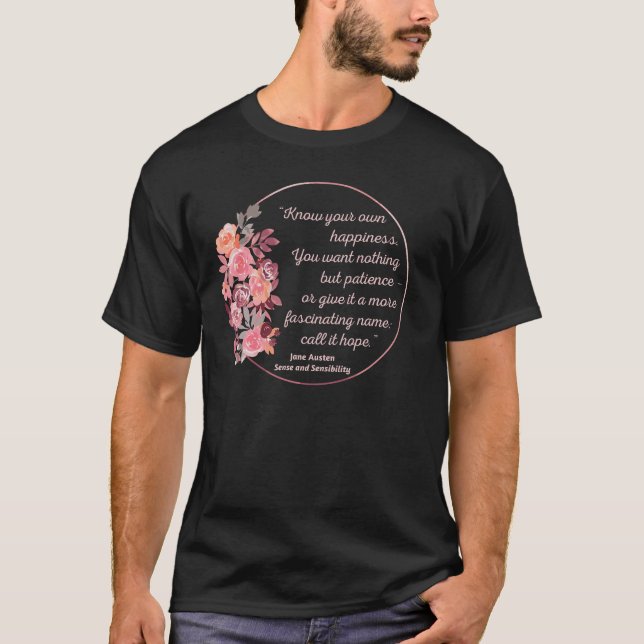 Camiseta Citação De Senso E Sensibilidade I - Estilo Bonito (Frente)