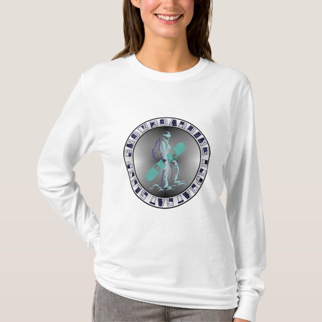 Camiseta Citação de Snowboarding – Coma Durma Snowboard Rep (Frente)