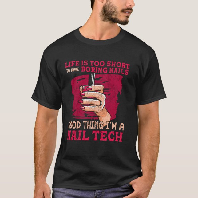 Camiseta Citação de Técnica de Unhas Uniforme de Trabalho E (Frente)