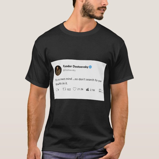 Camiseta citação de texto preto-branco (Frente)