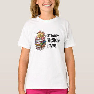 Camiseta Citação Divertida de Amante de Gatos e Livros Cate
