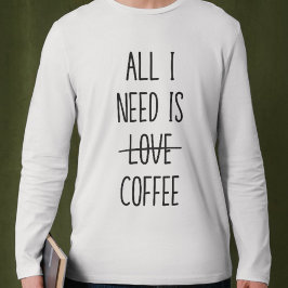 Camiseta Citação Divertida de Café Simples Minimalista Bran