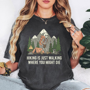 Camiseta Citação Divertida de Esqueleto Caminhante de Monta