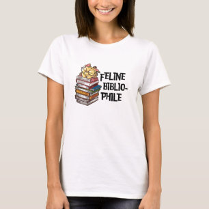 Camiseta Citação Divertida de Gato Amante de Livros Felino 
