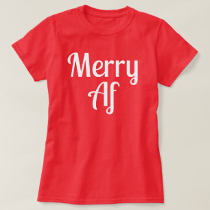 Camiseta Citação Divertida de Natal Minimalista Alegre Verm