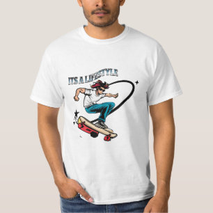 Camiseta Citação Divertida de Skate Cool É um Estilo de Vid