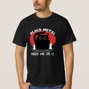 Camiseta Citação do Black Metal Funny   Gato preto satânico
