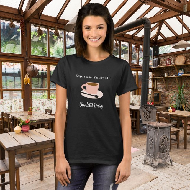 Camiseta Citação do café preto Barista (Criador carregado)