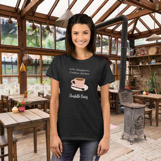 Camiseta Citação do café preto Barista (Criador carregado)