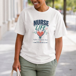 Camiseta Citação do Estetoscópio Coração Enfermeira 