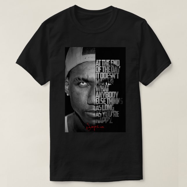 Camiseta Citação do Hopsin preto e branco. T-Shirt clássico (Frente do Design)