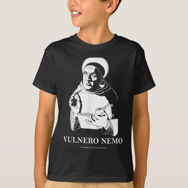 Camiseta Citação do Santo Católico Vulnero Nemo Thomas Aqui (Frente)