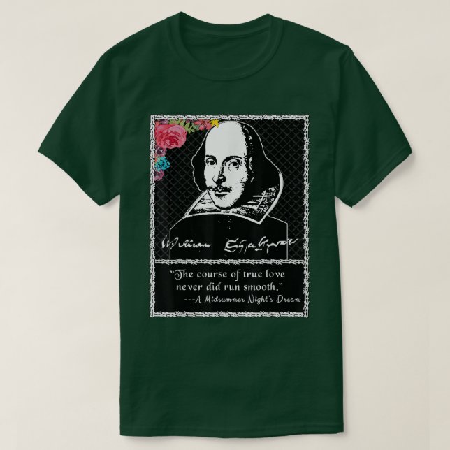 Camiseta Citação do Sonho nas Noites de Verão de Shakespear (Frente do Design)