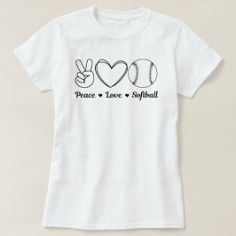 Camiseta Citação Encantada do Softball Peace Love | Softbal