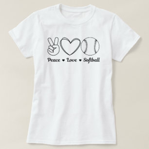 Camiseta Citação Encantada do Softball Peace Love Softbal