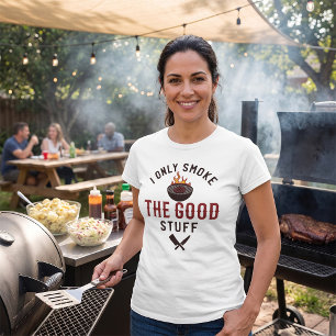Camiseta Citação engraçada de churrasco Eu só fumo o que é