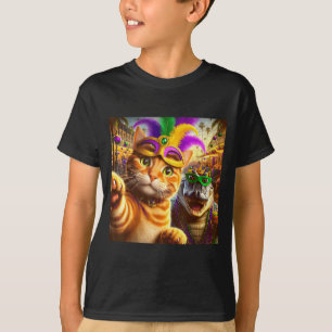 Camiseta Citação engraçada de selfie de Mardi Gras gato jac