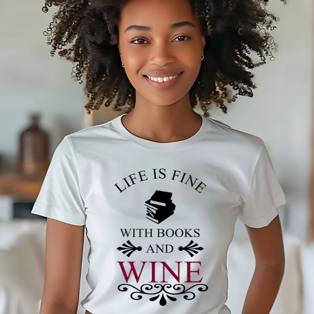 Camiseta citação engraçada para livros e amantes de vinho (Criador carregado)