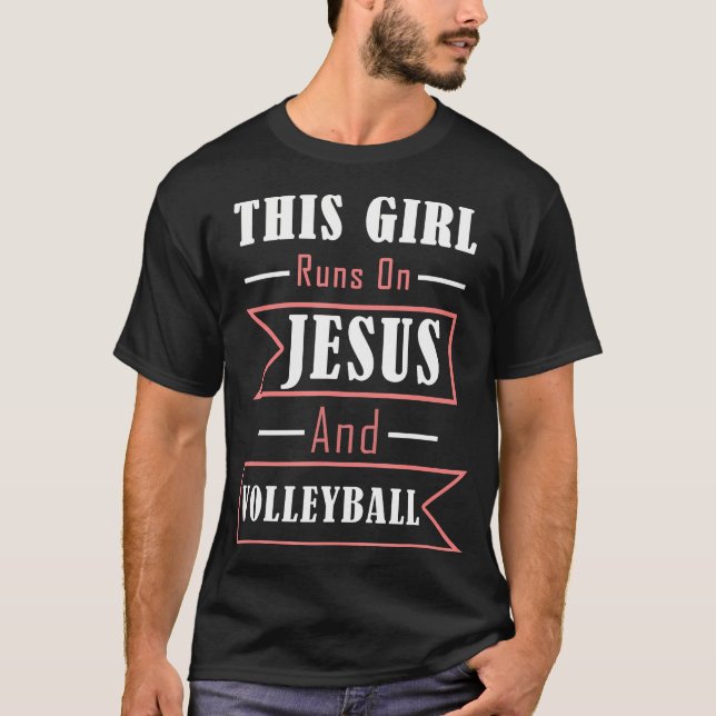 Camiseta Citação Esportiva Cristã Funny Jesus E Voleibol (Frente)