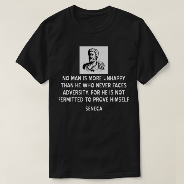 Camiseta Citação Estática de Seneca sobre Adversidade (Frente do Design)