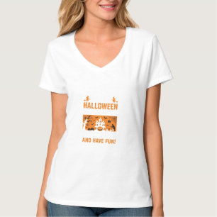 Camiseta Citação Feliz Halloween Casa Assombrada Assustador