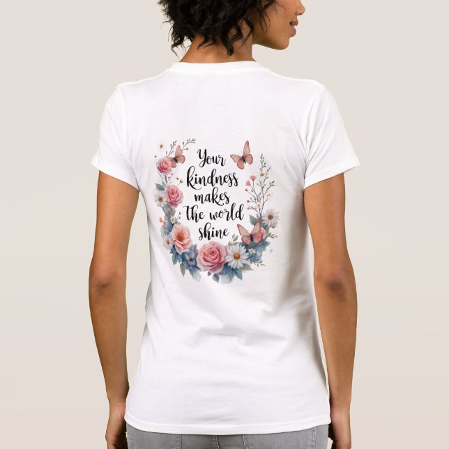 Camiseta Citação Floral Inspiracional com Borboletas (Verso)