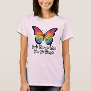 Camiseta Citação Inspiradora de Borboleta Cresça Através De