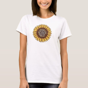 Camiseta Citação Motivacional de Girassol Desenho à Mão Rús