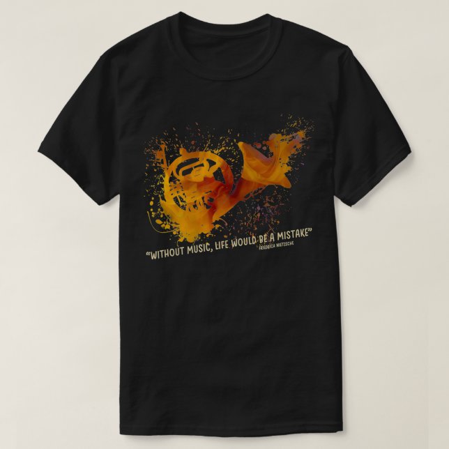 Camiseta Citação musical com trompa francesa (Frente do Design)