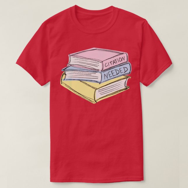 Camiseta Citação necessária de livros coloridos pastel (Frente do Design)