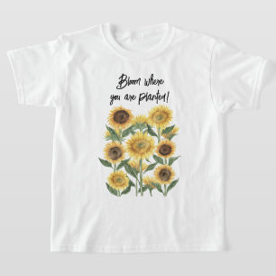 Camiseta Citação Personalizada Floral Flor de Girassol