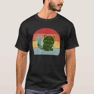 Camiseta Citação Retro do Gato Feliz – Rotina & Amor